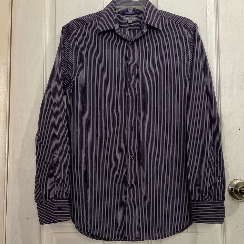 GAP Men's Navy Striped Dress Shirt